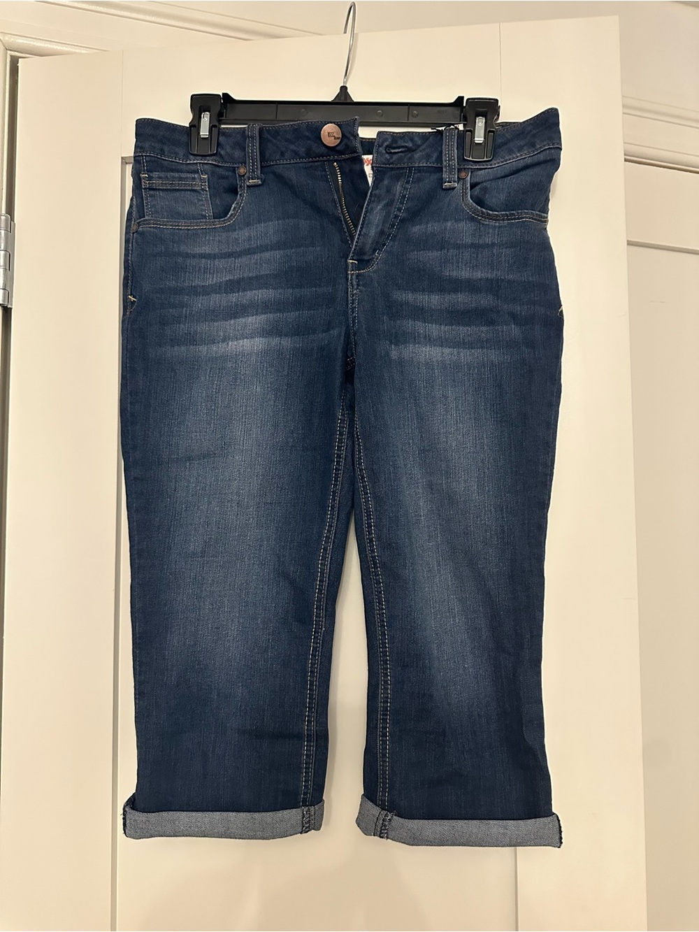 1822 DenimT.J.Maxx Dark Blue Cropped Roll-Cuff Jeans Capri